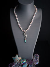 Load image into Gallery viewer, Magic Fairy - 18” Necklace  - 8mm Aura Rose Quartz - Fairy Aqua Aura Pendant