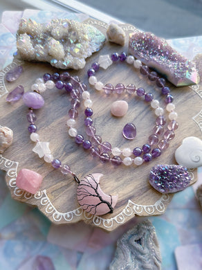 Fair-iat - Faceted Lavender Amethyst + Mystic Rose Quartz + Mystic Amethyst + Rose Quartz Tree of Life