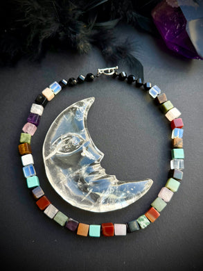 🌜Mystic Mosaic - 16” Choker - Gemstone Cube Mix