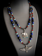 Load image into Gallery viewer, Goddess Isis - Lapis Lazuli, Red Carnelian, Jadeite, Gold Sheen Obsidian - 24” Necklace