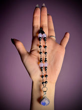Load image into Gallery viewer, Lavender Moon 20” Necklace Hematite, Lavender Quartz + Rainbow Moonstone Pendant 925 Sterling Silver