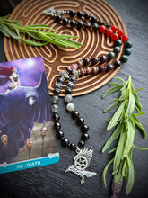 Load image into Gallery viewer, The Morrigan Necklace 22” - Onyx, Labradorite, Carnelian, Rhodonite, Snowflake Obsidian, Smoky Quartz, Garnet, Bloodstone