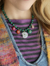 Load image into Gallery viewer, Lucky Charm - 17” Genuine Malachite 8mm - Gemstone Carved Charms + 14k Gold Plated Accents