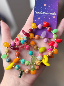 Tropical Punch Bracelet (1) - 8mm Impression Jasper & Czech Glass fruit cocktail