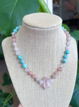 Load image into Gallery viewer, Pixie Hollow - 16” Choker - 8mm Mystic Strawberry Quartz + Rose Quartz + Mystic Moonstone + Clear Quartz + Howlite - Rose Quartz Pendant