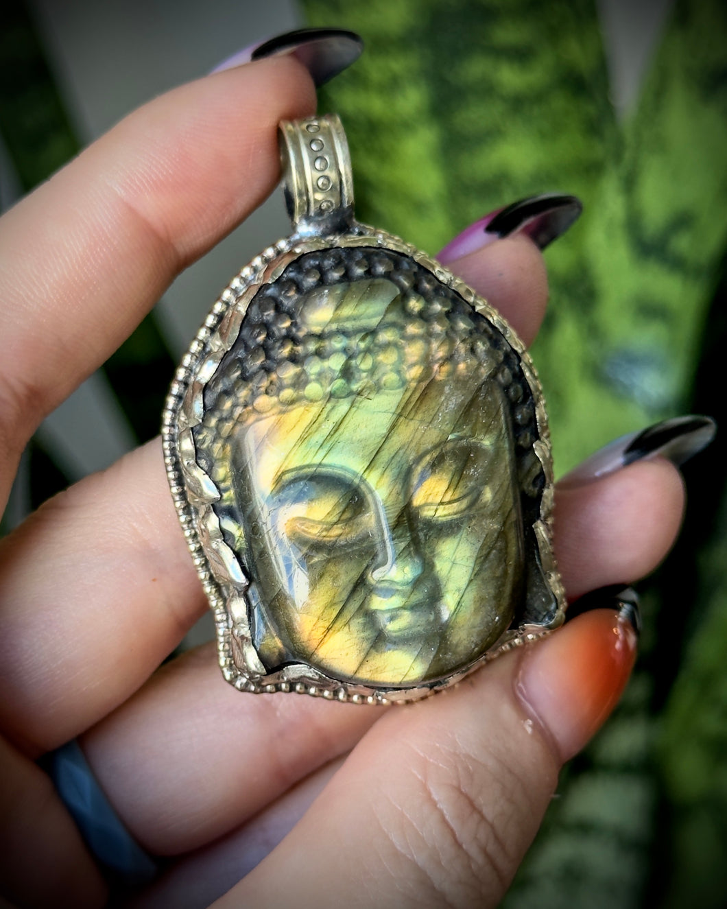 55mm Golden Labradorite Buddha Pendant