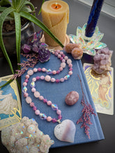 Load image into Gallery viewer, Happy Heart - 23” Necklace - Kunzite + Rose Quartz + Czech Glass+ Carved Agate Heart