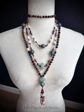 Load image into Gallery viewer, Chasing Stardust 22” - Garnet, Ruby, Freshwater Pearl, Rhodonite, Mother of Pearl, Iolite - Labradorite &amp; Aquamarine Focals