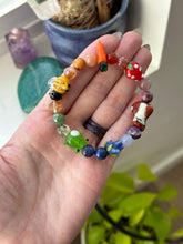 Load image into Gallery viewer, RESERVED (5) Lampwork glass critters + 8mm gemstone bracelets