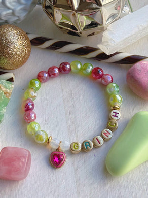 Grinch! Bracelet - Mystic Lime Agate + Mystic Red Agate + Preciosa Crystal