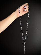 Load image into Gallery viewer, Sea Witch Ritual Chain  - Lavender Quartz, Shell Moon Stars + Amethyst + Onyx + Freshwater Pearls + Mother of Pearl Moon Focal + Snake Focal