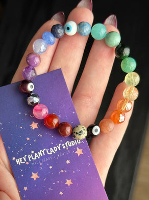 Rainbow Watcher - 8mm Rainbow Gemstone Stretch Mala Bracelet