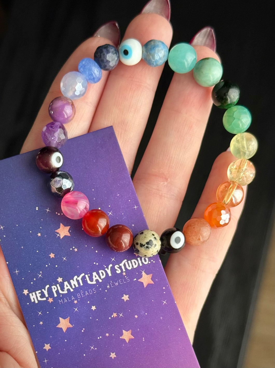 Rainbow Watcher - 8mm Rainbow Gemstone Stretch Mala Bracelet