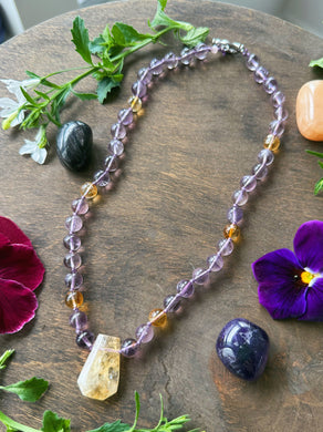Sunspell - 16” Choker  - 8mm Ametrine - Citrine Pendant
