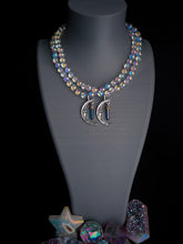 Load image into Gallery viewer, Magic Moon - 16” Choker  - 8mm Aura Quartz - Crescent Moon Aqua Aura Pendant