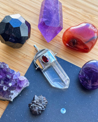 53mm Garnet + Quartz Point - Sterling Silver
