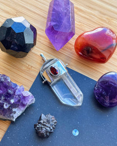 53mm Garnet + Quartz Point - Sterling Silver