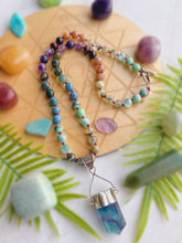 Load image into Gallery viewer, Faerie Ring 🍄 - Sterling Silver Fluorite Focal - Earthy Ombre Rainbow - 20” Necklace