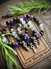 Load image into Gallery viewer, Hecate Bracelet - Amethyst, Rainbow Moonstone, Smoky Obsidian, Labradorite, Smoky Quartz, Onyx, Clear Quartz, Labradorite, Indigo Gabbro