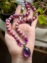 Load image into Gallery viewer, 🥀Eternal Bloom - 17” Necklace - 8mm - Faceted Jade Cubes + Amethyst Rondelle + Tibetan Amethyst Focal