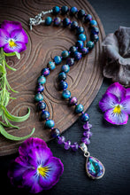 Load image into Gallery viewer, Charmed Necklace - Galaxy Tigers Eye + Teardrop Mystic Topaz Pendant 925 Sterling Silver