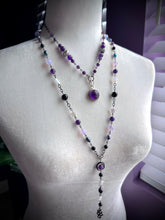 Load image into Gallery viewer, Sea Witch Ritual Chain  - Lavender Quartz, Shell Moon Stars + Amethyst + Onyx + Freshwater Pearls + Mother of Pearl Moon Focal + Snake Focal
