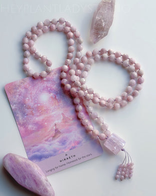 Encircled in Love - Faceted Kunzite + Gem Kunzite Focal + Kunzite Tassel - 108 Mala Bead Necklace