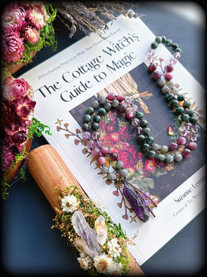 Green Witch - Gem Lepidolite + Labradorite + Faceted Lavender Amethyst + Green Kyanite - Amethyst Tree of Life - 72 bead Knotted Necklace