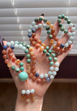 Load image into Gallery viewer, 🌞 Solar Renewal - 108 Mala Necklace - 8mm Sunstone, Aquamarine, Citrine, Sodalite, &amp; African Turquoise  - Amazonite Focal