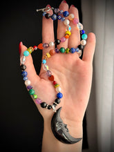 Load image into Gallery viewer, Cosmic Mischief - 18” Necklace - Black Carved Horn Moon 🌙 + Lapis Lazuli + Malachite + Sunstone + Amazonite + Onyx