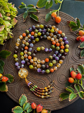 Load image into Gallery viewer, Harvest Moon - 108 Gemstone Mala Necklace - Rainbow Citrine  Focal - Gemstone Tassel