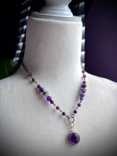 Load image into Gallery viewer, Crystal Ball 18” Necklace Amethyst  + Tourmalated Quartz Chain + Amethyst Pendant 925 Sterling Silver