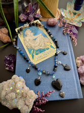 Load image into Gallery viewer, Dark Heart - 16” Necklace - Agate + Glass Black Heart Charms
