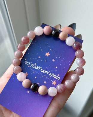 RESERVE - Loving Kindness- Garnet, Madagascar Rose Quartz, Rhodonite, Rose quartz - Gemstone Bracelet