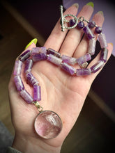 Load image into Gallery viewer, Crystal Ball - 18” Necklace 8mm Amethyst Beads + Tibetan Rainbow Amethyst Pendant