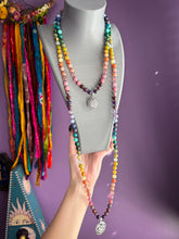 Load image into Gallery viewer, Flower of Life - 19” Gemstone Rainbow Necklace - 8mm Beads - 925 Sterling Silver Pendant