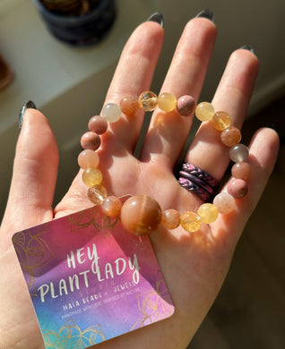 Radiance - Peach Moonstone + Sunstone + Rhodonite + Honey Calcite + Agate Gemstone Bracelet