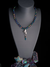 Load image into Gallery viewer, Magic Fairy - 16” Choker  - 8mm Green Aura Quartz - Fairy Aqua Aura Pendant
