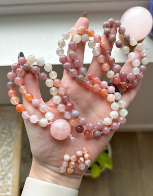 Forgiveness + Empathy - 108 Gemstone Meditation Beads - Rose Quartz Focal