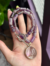 Load image into Gallery viewer, Crystal Ball - 18” Necklace 8mm Amethyst Beads + Tibetan Rainbow Amethyst Pendant
