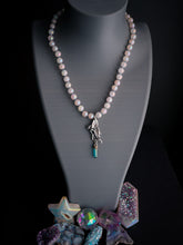 Load image into Gallery viewer, Magic Fairy - 18” Necklace  - 8mm Aura Rose Quartz - Fairy Aqua Aura Pendant