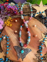 Load image into Gallery viewer, Free Spirit - 18” Necklace Gemstone Barrel Mix - Tibetan Silver Butterfly Pendant