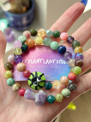 Poison Garden - SET of Two - Spider & Amethyst Mushroom - 8mm Stretch Bracelets