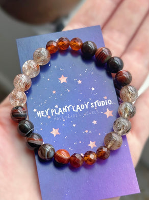 Ignite Your Passion - Hessonite Garnet, Red Banded Agate, Red Rutilated Quartz Gemstone Bracelet