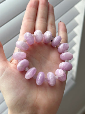 Reserved - 16mm Kunzite Stretch Mala Bracelet
