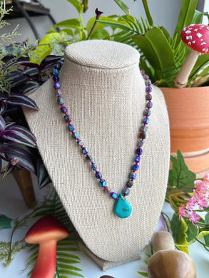 Twilight Tides - 16” Choker - Sea Sediment Jasper + Hubei Turquoise Drop