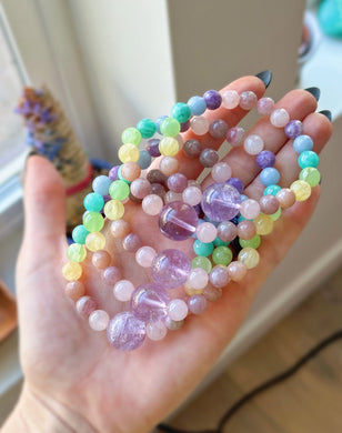 Joyful Living - Lavender Amethyst + Rainbow Gemstone Bracelet