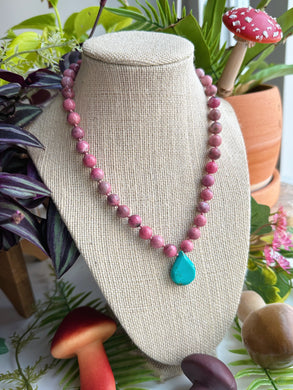 Faethorn- 16” Choker - Rhodonite + Hubei Turquoise Drop