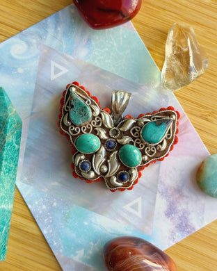 Red Butterfly - Funky and Imperfect - Sterling Silver Handmade