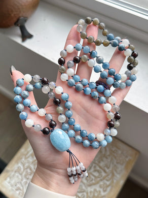 Ocean of Light - 108 Gemstone Mala Necklace - Aquamarine Guru